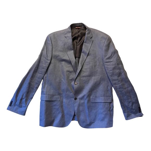 Tommy Hilfiger Men Linen Blazer Jacket 48L Blue -  Classic-Fit - Picture 1 of 11